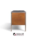 stow & davis mid century walnut, leather and chrome credenza