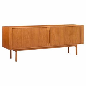 svend aage larsen for faarup møbelfabrik mid century danish teak tambour door credenza
