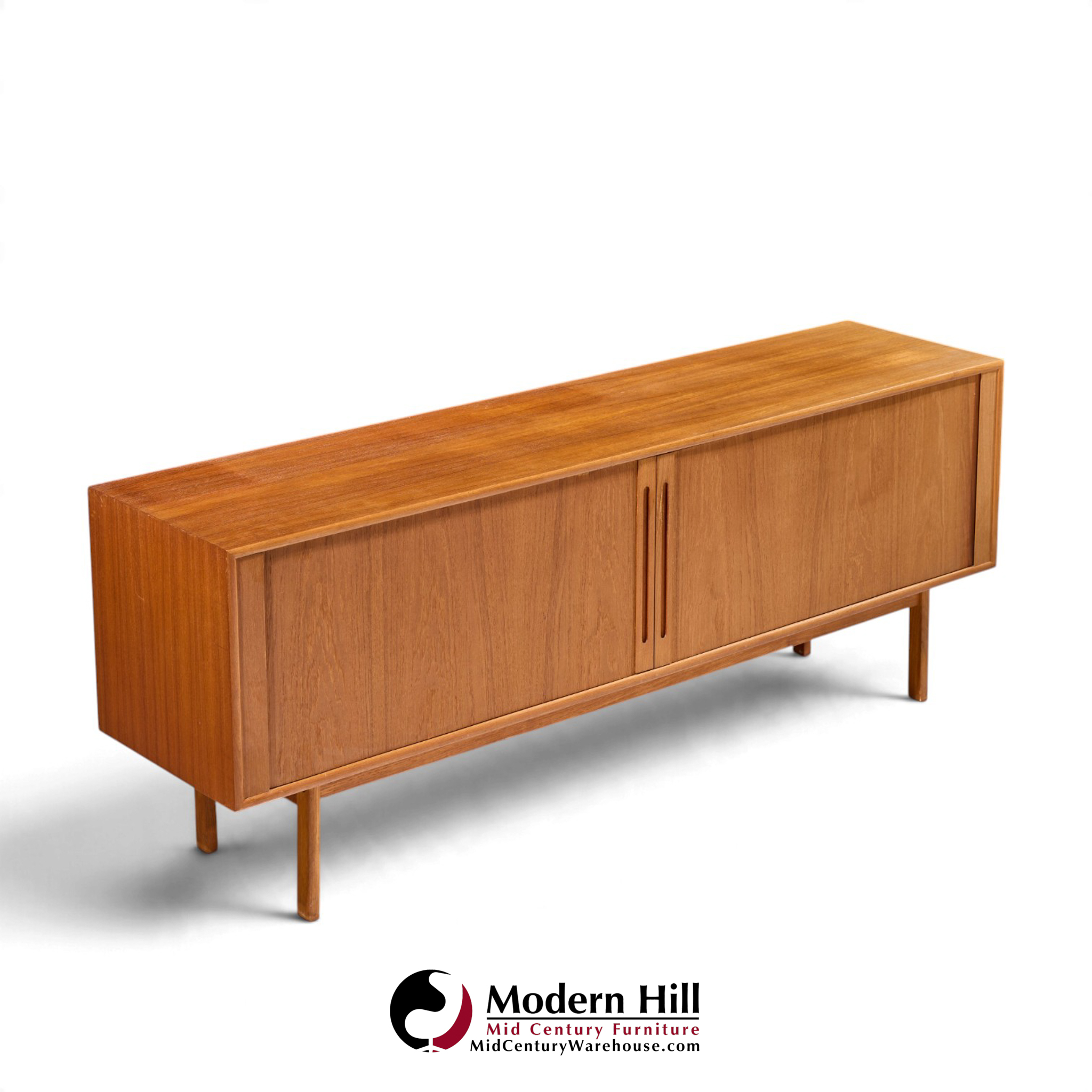svend aage larsen for faarup møbelfabrik mid century danish teak tambour door credenza