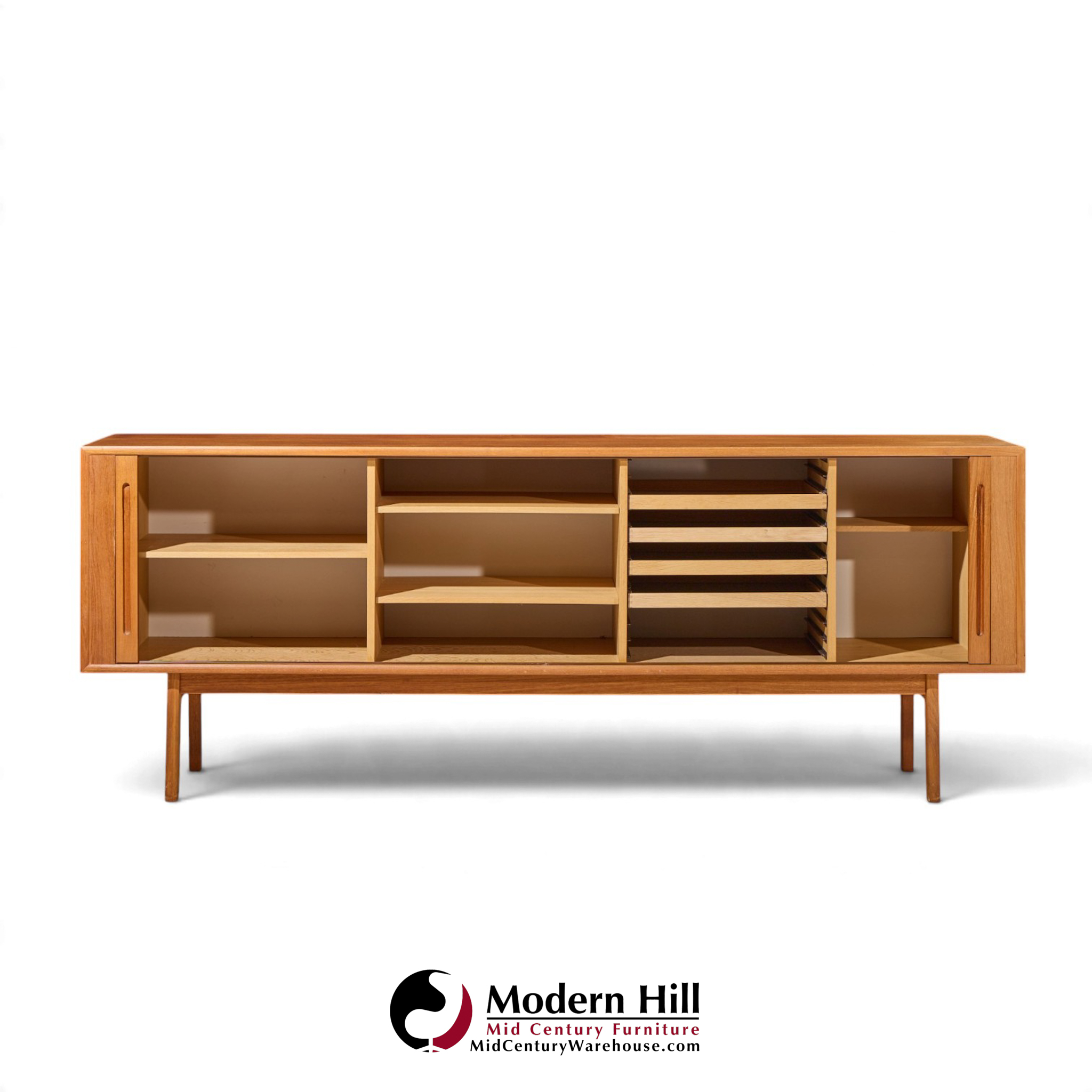 svend aage larsen for faarup møbelfabrik mid century danish teak tambour door credenza
