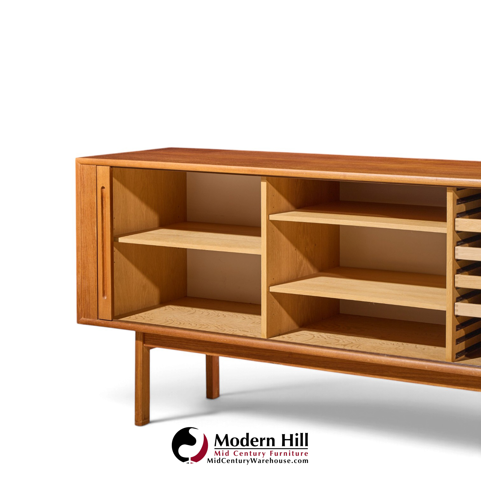 svend aage larsen for faarup møbelfabrik mid century danish teak tambour door credenza