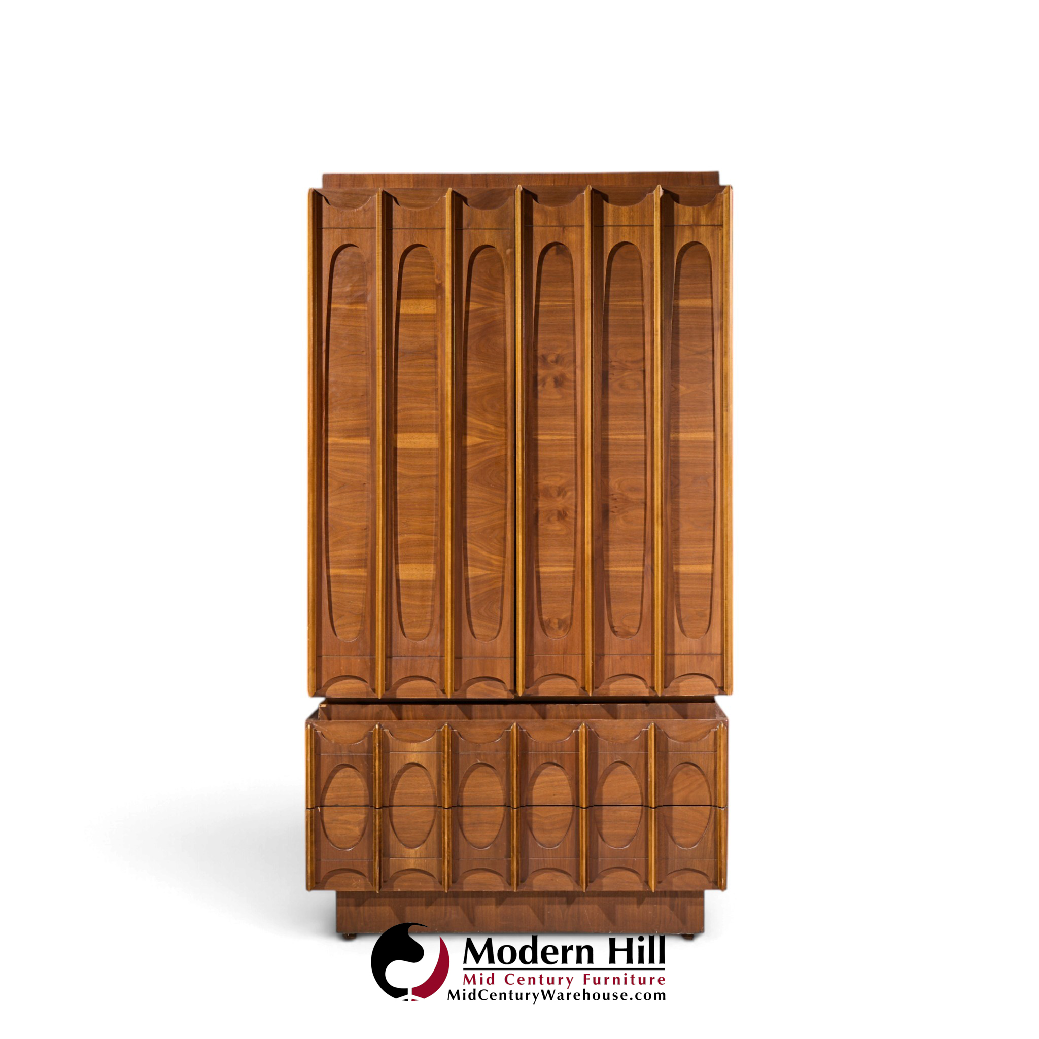 tobago brutalist mid century walnut armoire dresser