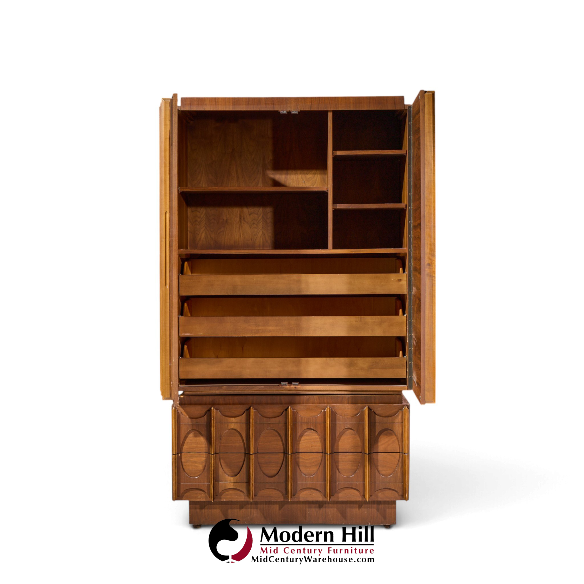 tobago brutalist mid century walnut armoire dresser