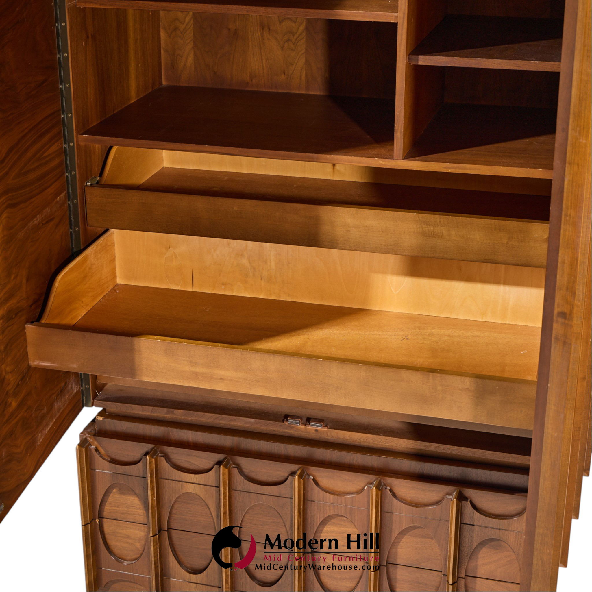 tobago brutalist mid century walnut armoire dresser