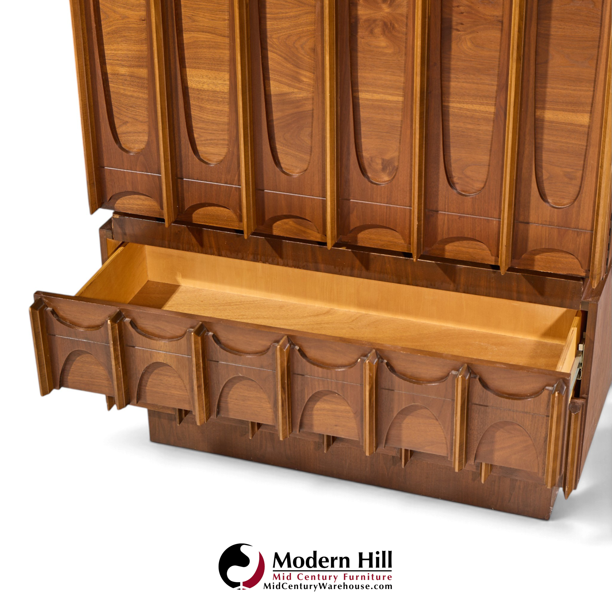 tobago brutalist mid century walnut armoire dresser