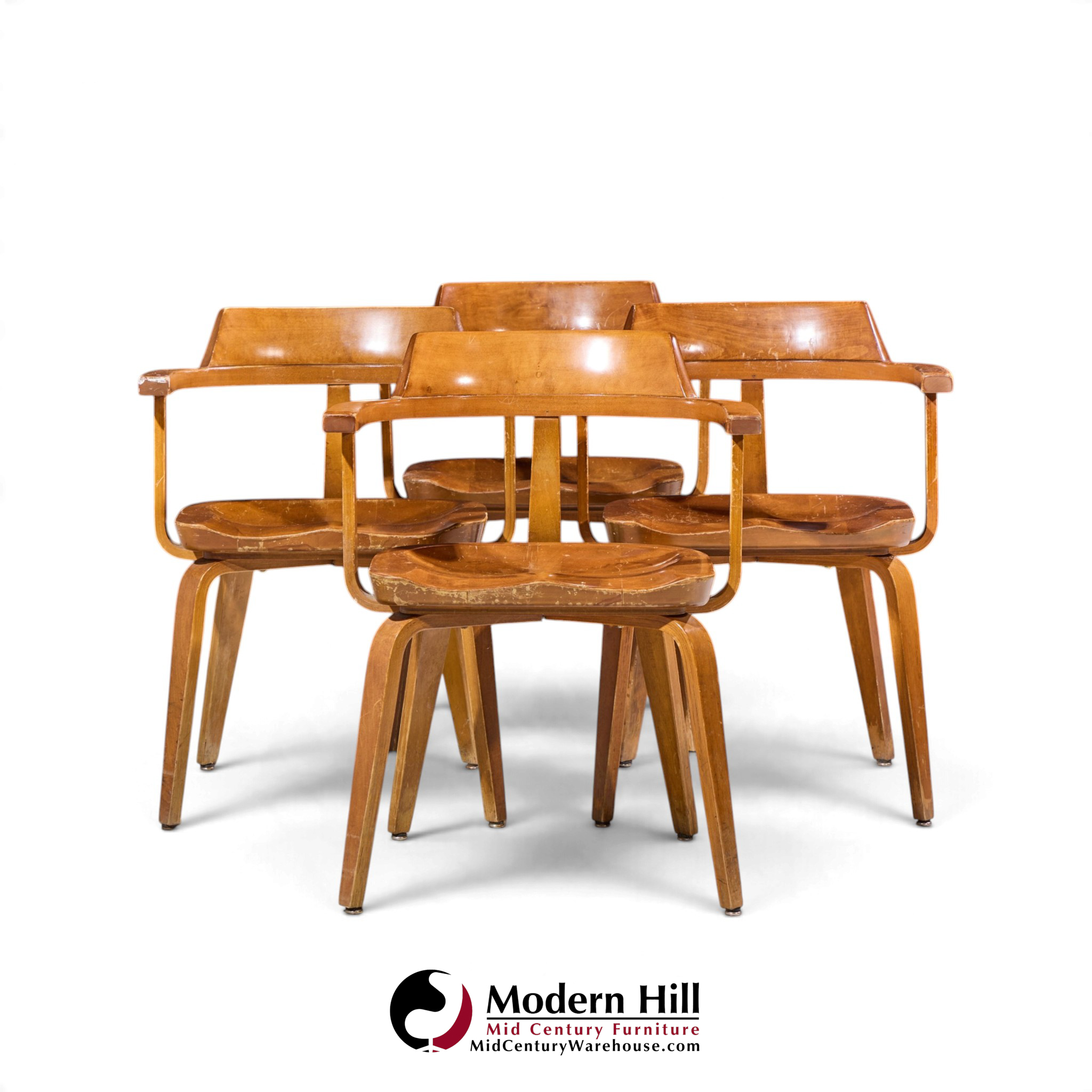 walter gropius w199 bauhaus for thonet mid century bentwood chairs - set of 4