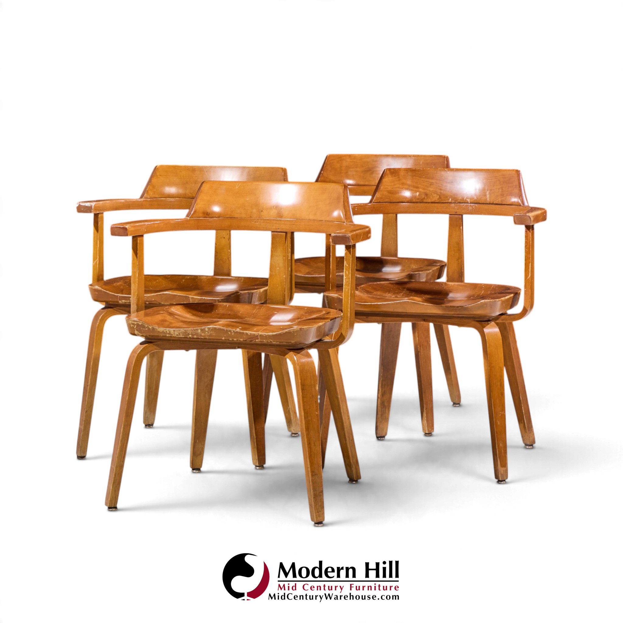 walter gropius w199 bauhaus for thonet mid century bentwood chairs - set of 4