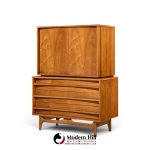 young manufacturing mid century walnut curved gentlemans chest highboy dresser
