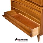 young manufacturing mid century walnut curved gentlemans chest highboy dresser